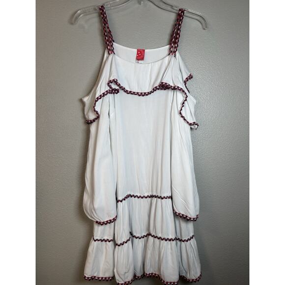 Anthropologie‎ Red Garter Open Shoulder Cover Up Dress White Womens Medium 8 - Picture 1 of 10
